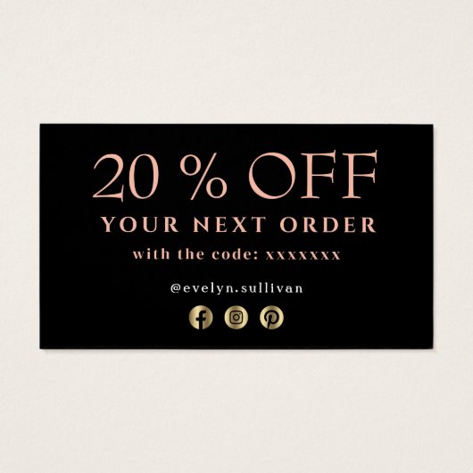 Opal Design schwarz Danke Discount Card (Rückseite)