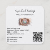 *~* Opal Double Heart QR Angel Wings AP78 WHITE Quadratische Visitenkarte (Rückseite)