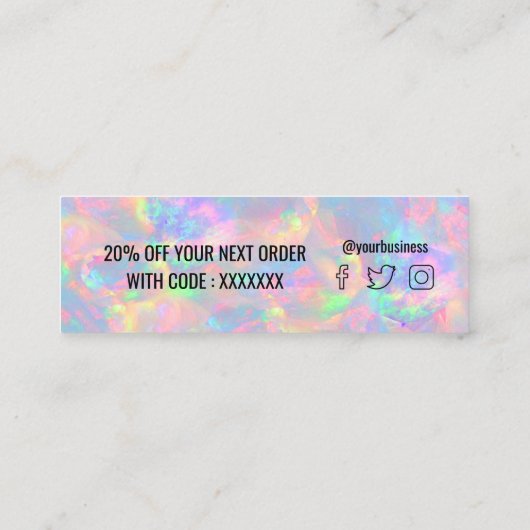 Opal Edelstein Danke Mini-Visitenkarte Mini Visitenkarte (Rückseite)