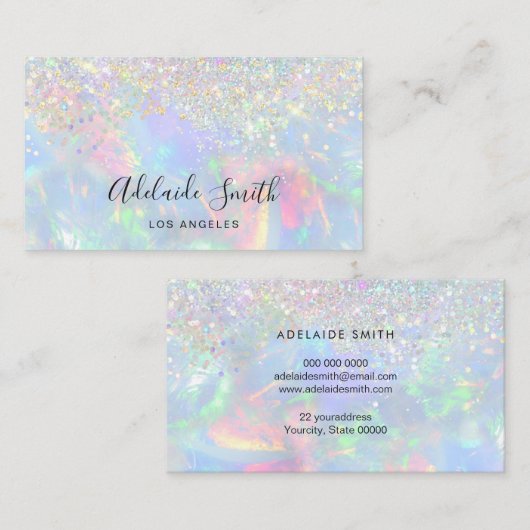 Opal-Edelstein-Imitat-Glitzer Visitenkarte (Vorne/Hinten)