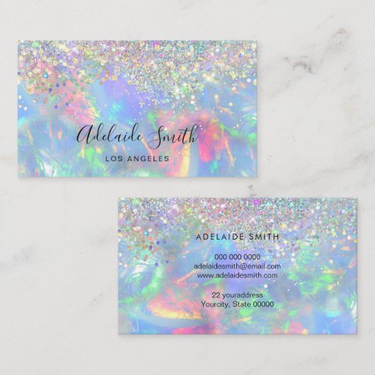 Opal Edelstein Imitats Glitzer Visitenkarte (Vorne/Hinten)
