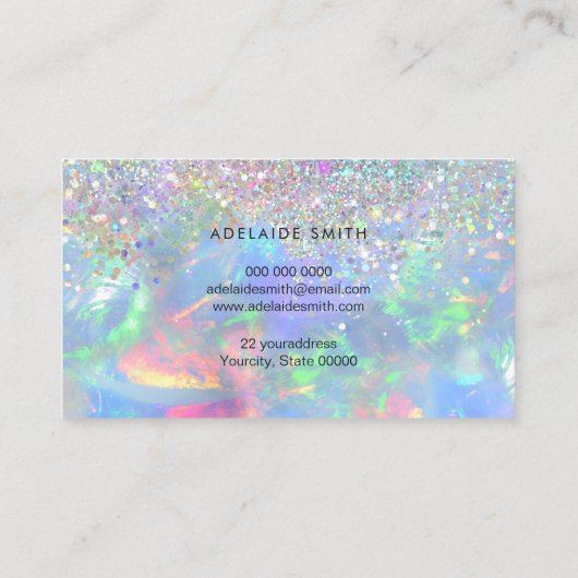 Opal Edelstein Imitats Glitzer Visitenkarte (Rückseite)