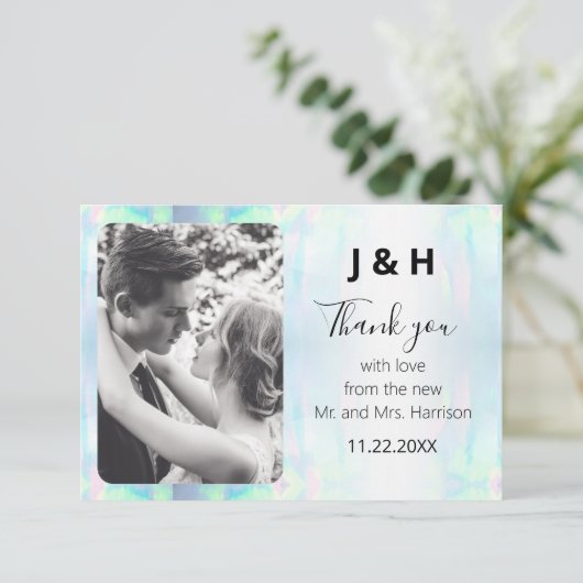 Opal Elegant Modernes Foto Vielen Dank Dankeskarte (Stehend Vorderseite)