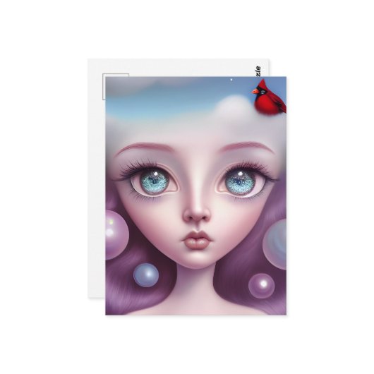 Opal Eyes Kardinal Girl Postkarte (Vorderseite/Rückseite Beispiel)