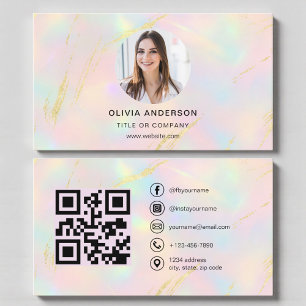 Opal-Foto mit QR-Code Social Media Visitenkarte