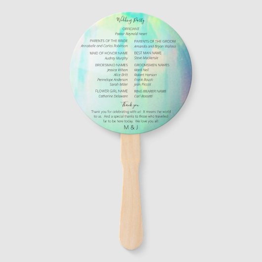 OPAL Foto Wedding Program Fächer (Rückseite)