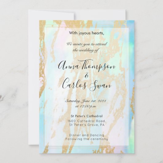 Opal Gemstone elegant modern mit Golddetails Einladung (Vorderseite)