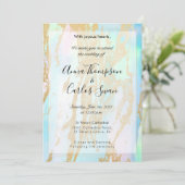 Opal Gemstone elegant modern mit Golddetails Einladung (Stehend Vorderseite)