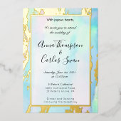 Opal Gemstone elegant modern mit Golddetails Folieneinladung (Vorderseite)