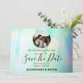 Opal Gemstone Elegant Save The Date (Stehend Vorderseite)