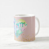 Opal Gemstone Herz mit holografischen Tropfen auf  Kaffeetasse (VorderseiteRechts)