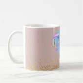 Opal Gemstone Herz mit holografischen Tropfen auf  Kaffeetasse (Links)