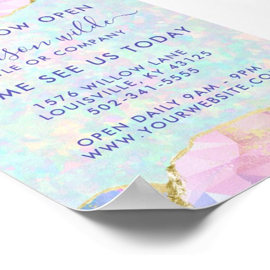 Opal Gemstone Pastel Business Opening Poster (Ecke)