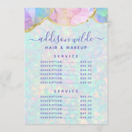 Opal Gemstone Pastel Business Price List Menükarte