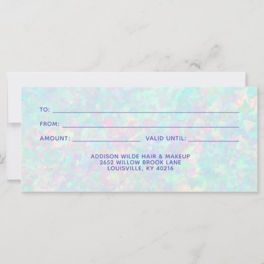 Opal Gemstone Pastel Iridescent Gift Certificate (Rückseite)