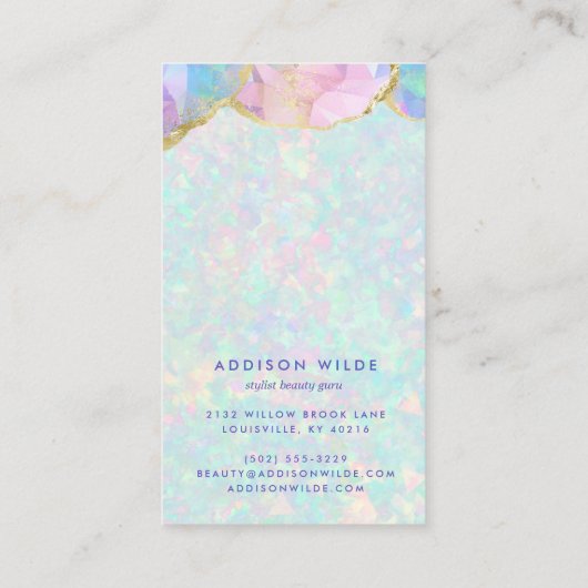 Opal Gemstone Pastel Iridescent Juwelier Display Visitenkarte (Rückseite)