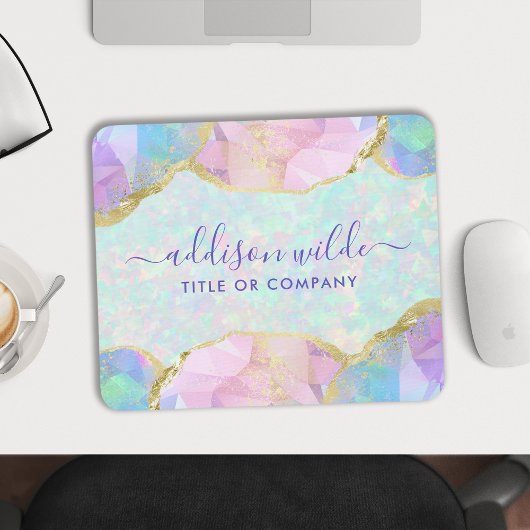 Opal Gemstone Pastel Iridescent Salon Business Mousepad