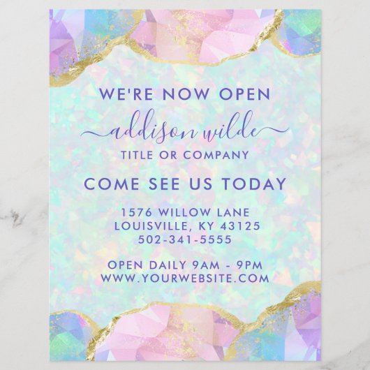 Opal Gemstone Pastel Modern Business Opening Flyer (Vorne)