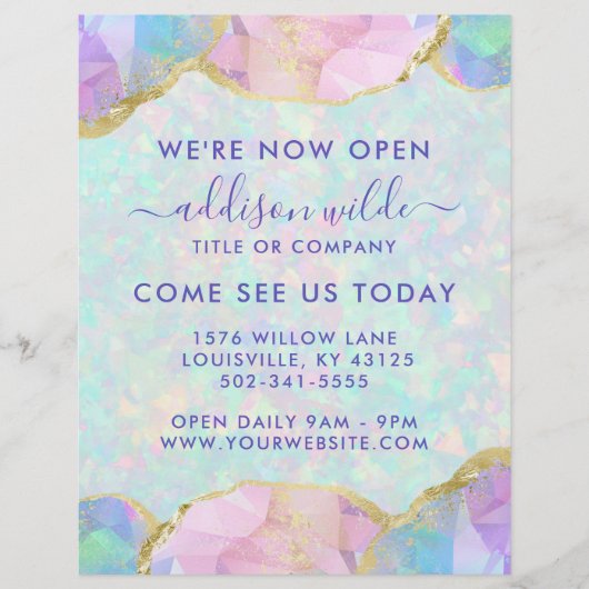 Opal Gemstone Pastel Modern Business Opening Flyer (Vorne)