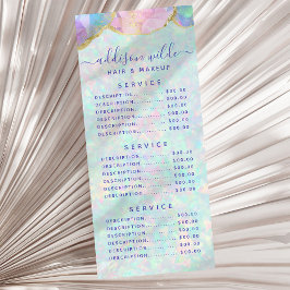Opal Gemstone Pastel Modern Price List Rack Card Werbekarte