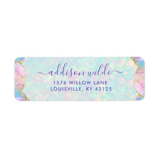 Opal Gemstone Pastel Modern Return Address Label (Vorne)