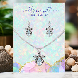 Opal Gemstone Pastel Necklace Earring Display Card Visitenkarte