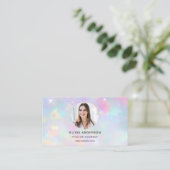 Opal Glitter-Foto mit QR-Code Social Media Visitenkarte (Stehend Vorderseite)