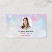 Opal Glitter-Foto mit QR-Code Social Media Visitenkarte (Vorderseite)