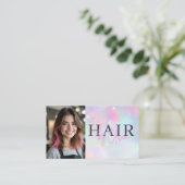 Opal Glitter Haarstylist Foto QR Code Visitenkarte (Stehend Vorderseite)