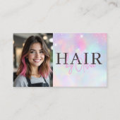 Opal Glitter Haarstylist Foto QR Code Visitenkarte (Vorderseite)