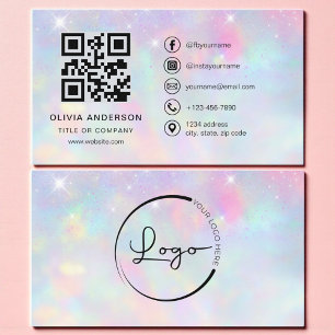 Opal Glitter Minimalist QR-Code Visitenkarte