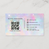 Opal Glitter QR Code Hair Stylist Modern Visitenkarte (Rückseite)