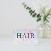 Opal Glitter QR Code Hair Stylist Modern Visitenkarte (Stehend Vorderseite)
