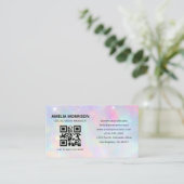 Opal Glitter QR Code Minimalist Professionell Visitenkarte (Stehend Vorderseite)
