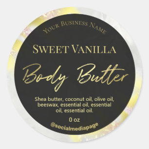 Opal Glitzer Gold und Black Body Butter Labels Runder Aufkleber