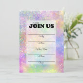 Opal Glitzer Rainbow Handschriftlich Einladung (Stehend Vorderseite)