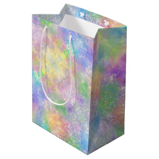 Opal Glitzer Rainbow Mittlere Geschenktüte (Rückseite Schrägansicht)