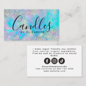 Opal Glitzer Script Candle Maker Business Card Telefonnummerkarte (Vorne/Hinten)
