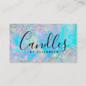 Opal Glitzer Script Candle Maker Business Card Telefonnummerkarte (Vorderseite)
