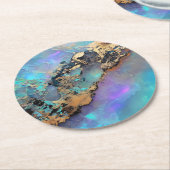Opal Gold Gem Muster Runder Pappuntersetzer (Angewinkelt)