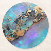 Opal Gold Gem Muster Runder Pappuntersetzer (Vorderseite)
