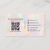 Opal-Gold-Glitter-Friseur-Foto-QR-Code Visitenkarte (Rückseite)