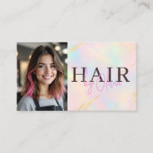 Opal-Gold-Glitter-Friseur-Foto-QR-Code Visitenkarte (Vorderseite)