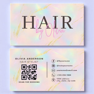 Opal-Gold-Glitter-QR-Code-Friseur Modern Visitenkarte