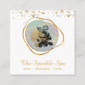 *~* Opal Gold Glitzer Frame Floral Rose Quadratische Visitenkarte (Vorderseite)