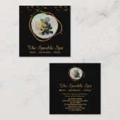 *~* Opal Gold Glitzer Frame Rose Floral Quadratische Visitenkarte (Vorne/Hinten)