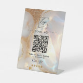 Opal Gold Google Bewertungen Geschäft Link QR Code Sockelschild (Vorderseite)