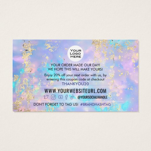 Opal Gold Kundenrabatt Gutscheincode einfügen (Rückseite)