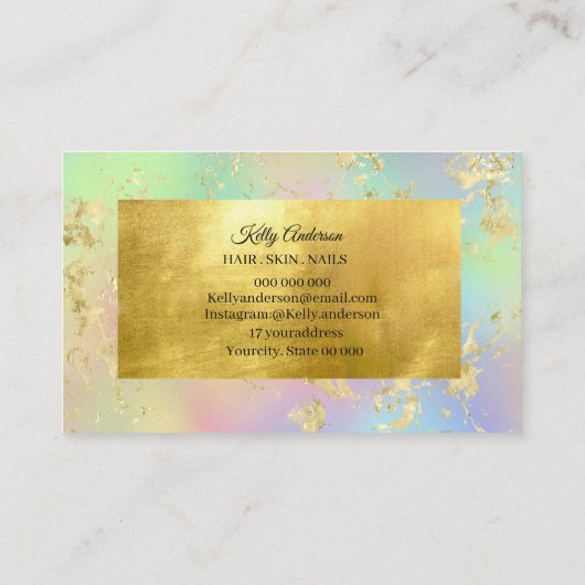 Opal Gold Texturen Marmor Visitenkarte (Rückseite)
