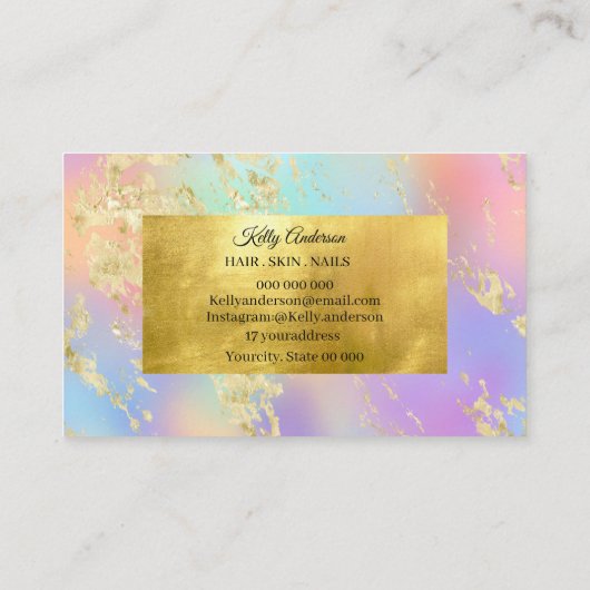 Opal Gold Texturen Marmor Visitenkarte (Rückseite)